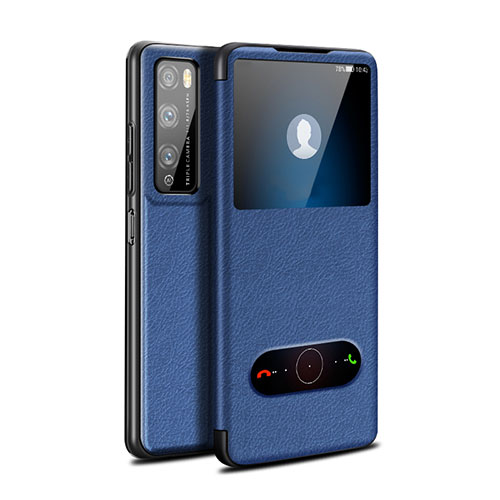 Leather Case Stands Flip Cover Holder for Huawei Enjoy Z 5G Blue