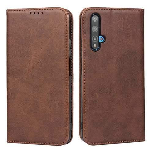 Leather Case Stands Flip Cover Holder for Huawei Honor 20 Brown