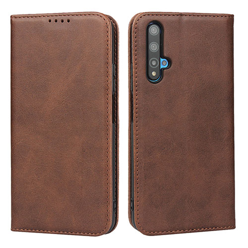 Leather Case Stands Flip Cover Holder for Huawei Honor 20S Brown