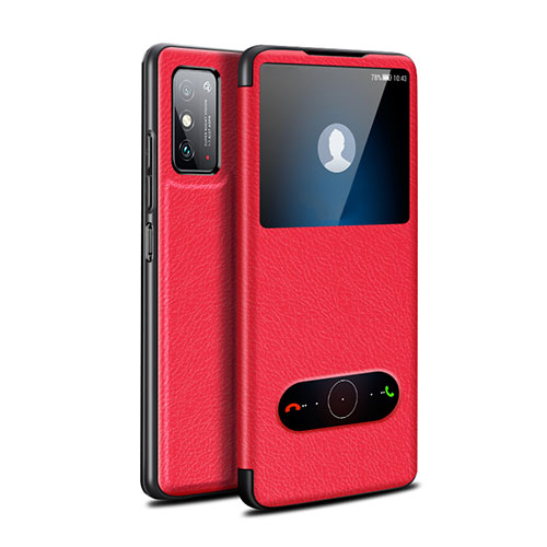 Leather Case Stands Flip Cover Holder for Huawei Honor X10 Max 5G Red