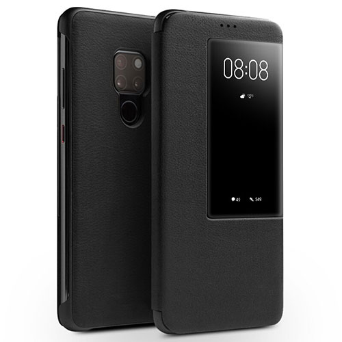 Leather Case Stands Flip Cover Holder for Huawei Mate 20 Black