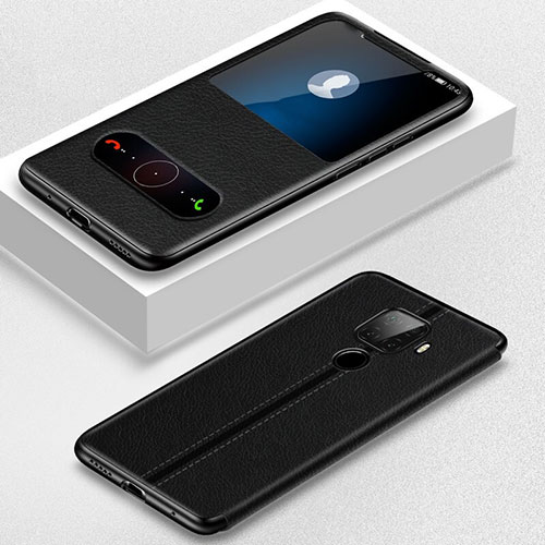 Leather Case Stands Flip Cover Holder for Huawei Nova 5i Pro Black