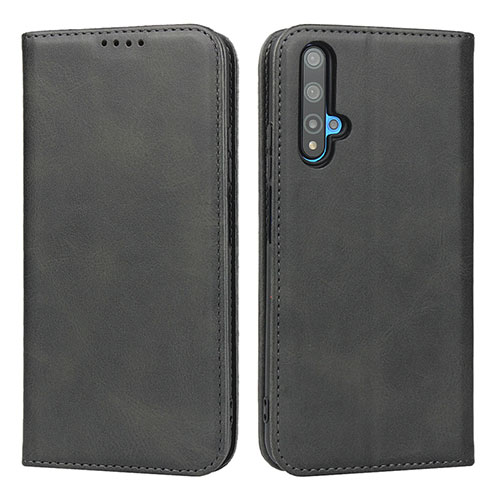 Leather Case Stands Flip Cover Holder for Huawei Nova 5T Black