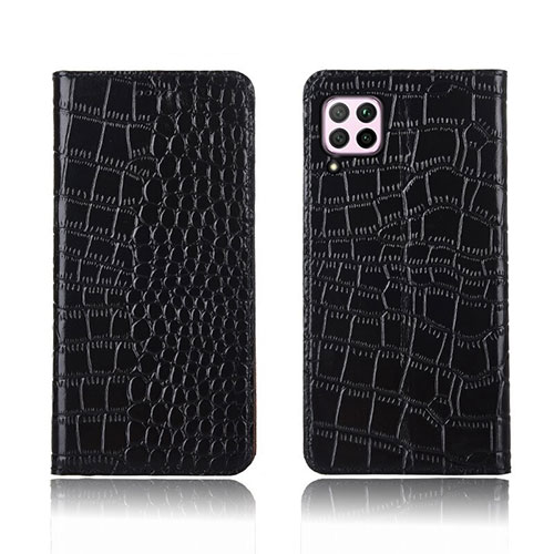 Leather Case Stands Flip Cover Holder for Huawei Nova 6 SE Black