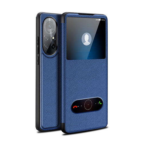 Leather Case Stands Flip Cover Holder for Huawei Nova 8 Pro 5G Blue