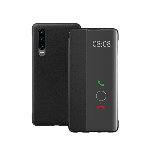 Leather Case Stands Flip Cover Holder for Huawei P30 Black