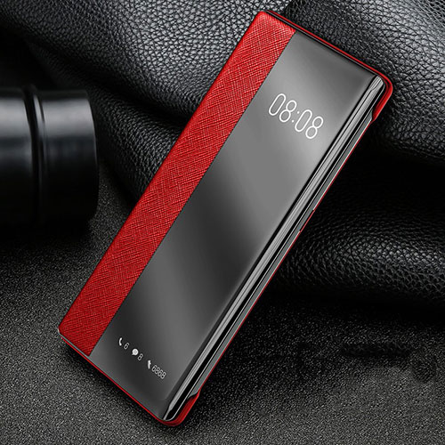 Leather Case Stands Flip Cover Holder for Huawei P40 Pro+ Plus Red