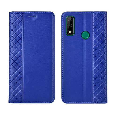 Leather Case Stands Flip Cover Holder for Huawei Y8s Blue