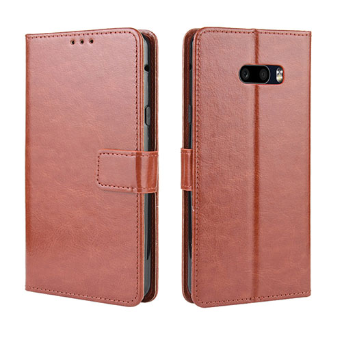 Leather Case Stands Flip Cover Holder for LG G8X ThinQ Brown