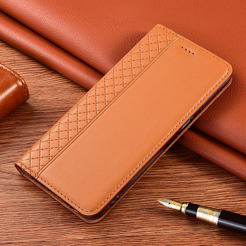 Leather Case Stands Flip Cover Holder for LG K22 Orange
