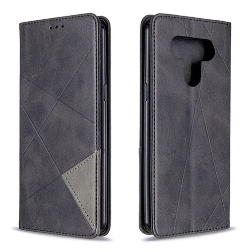 Leather Case Stands Flip Cover Holder for LG K51 Black