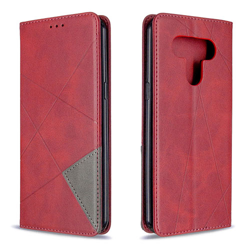 Leather Case Stands Flip Cover Holder for LG K51 Red