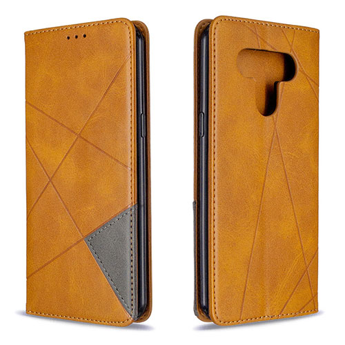 Leather Case Stands Flip Cover Holder for LG K51 Yellow