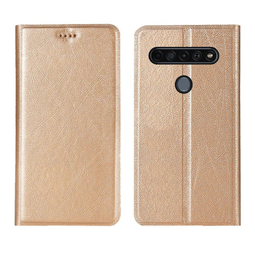 Leather Case Stands Flip Cover Holder for LG K51S Gold