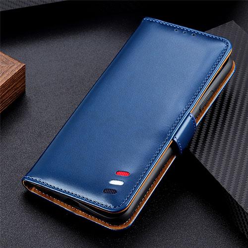 Leather Case Stands Flip Cover Holder for LG K52 Blue