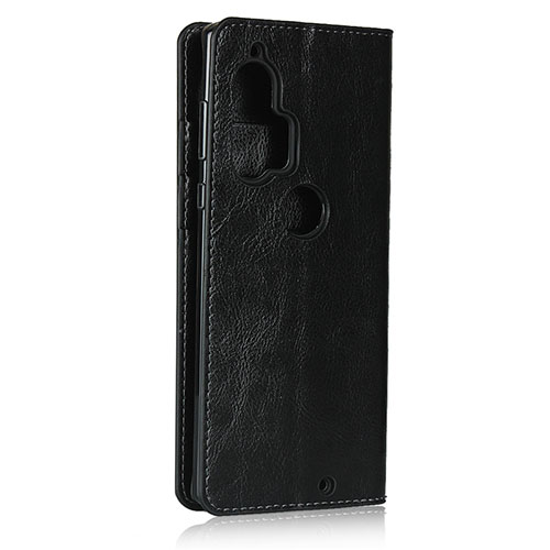 Leather Case Stands Flip Cover Holder for Motorola Moto Edge Plus Black