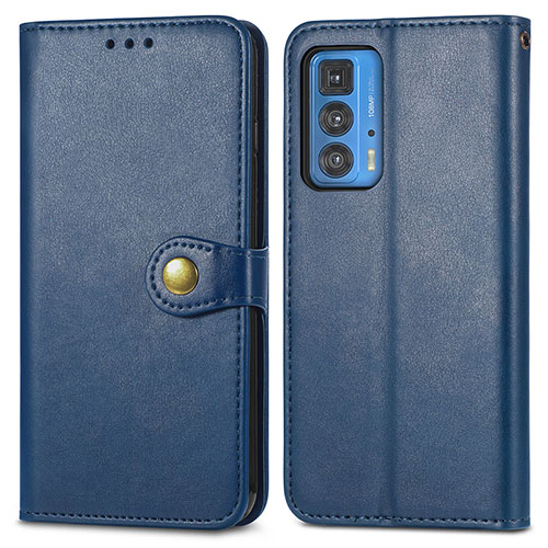 Leather Case Stands Flip Cover Holder for Motorola Moto Edge S Pro 5G Blue