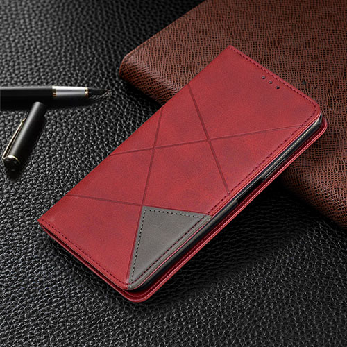 Leather Case Stands Flip Cover Holder for Motorola Moto One Zoom Red