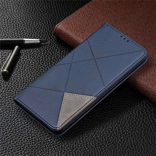 Leather Case Stands Flip Cover Holder for Nokia 3.4 Blue