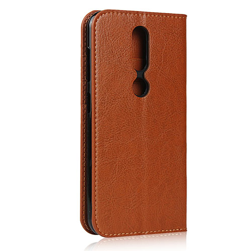 Leather Case Stands Flip Cover Holder for Nokia 4.2 Light Brown