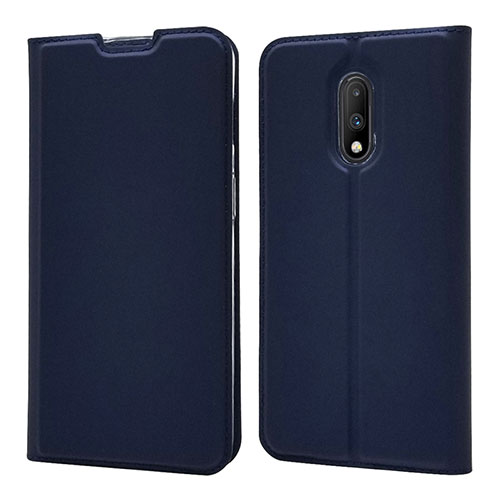 Leather Case Stands Flip Cover Holder for OnePlus 7 Blue