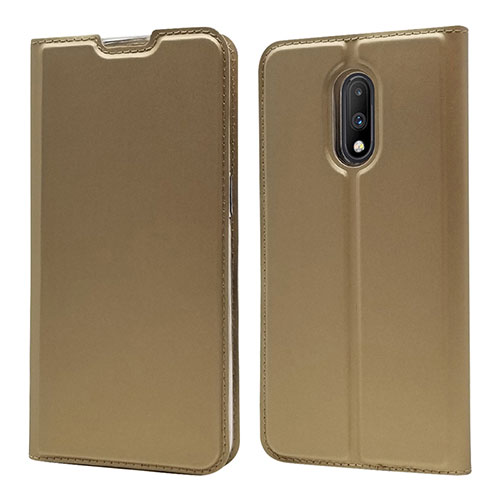 Leather Case Stands Flip Cover Holder for OnePlus 7 Gold