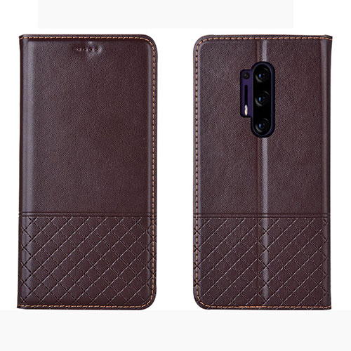 Leather Case Stands Flip Cover Holder for OnePlus 8 Pro Brown