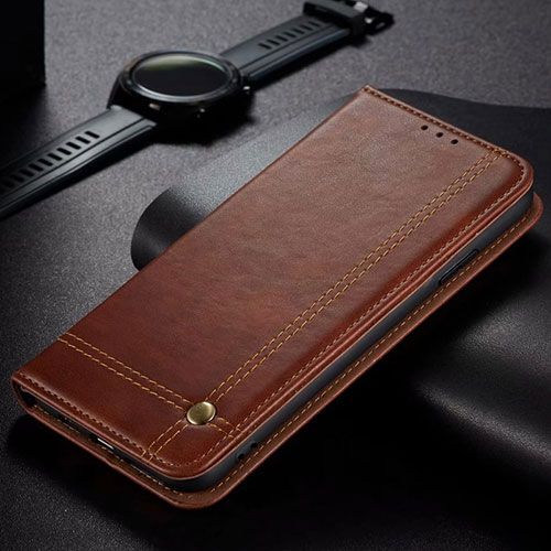 Leather Case Stands Flip Cover Holder for Oppo A12 Brown