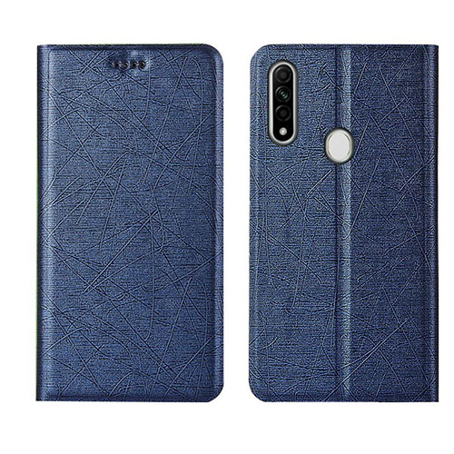 Leather Case Stands Flip Cover Holder for Oppo A31 Blue