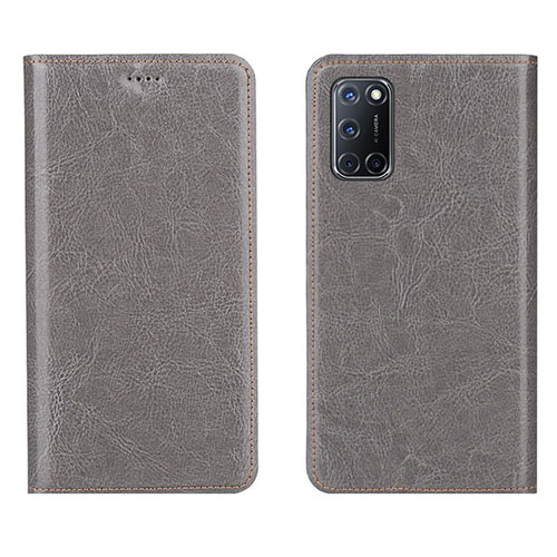 Leather Case Stands Flip Cover Holder for Oppo A72 Gray