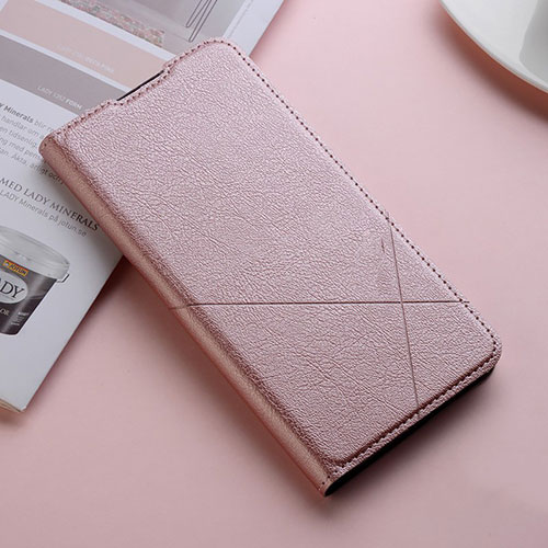 Leather Case Stands Flip Cover Holder for Oppo A91 Rose Gold