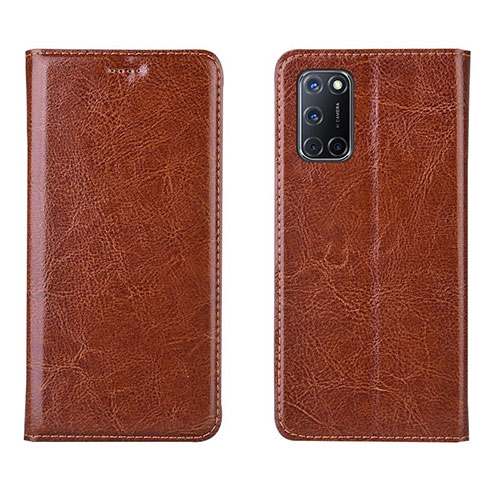 Leather Case Stands Flip Cover Holder for Oppo A92 Orange