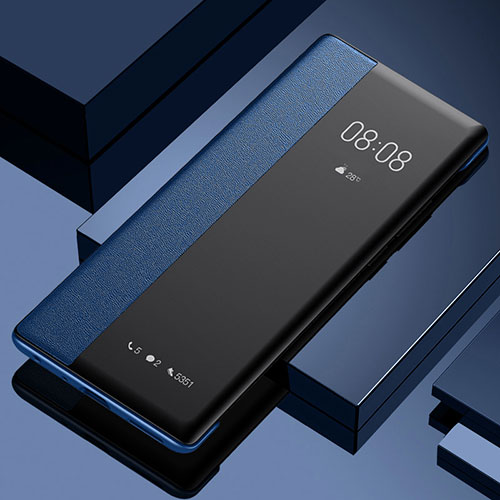 Leather Case Stands Flip Cover Holder for Oppo A97 5G Blue