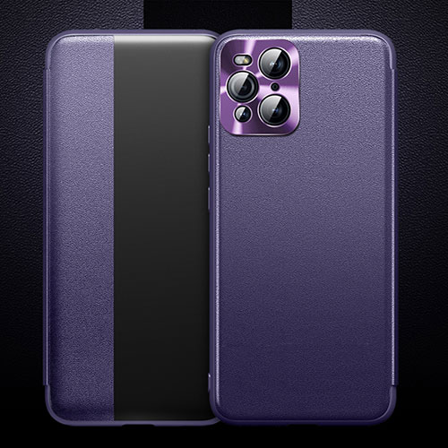 Leather Case Stands Flip Cover Holder for Oppo Find X3 Pro 5G Purple