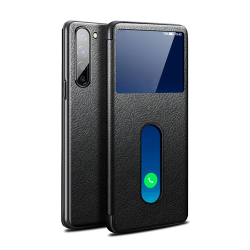 Leather Case Stands Flip Cover Holder for Oppo K7 5G Black