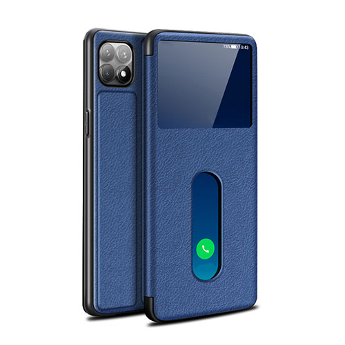 Leather Case Stands Flip Cover Holder for Oppo Reno4 SE 5G Blue