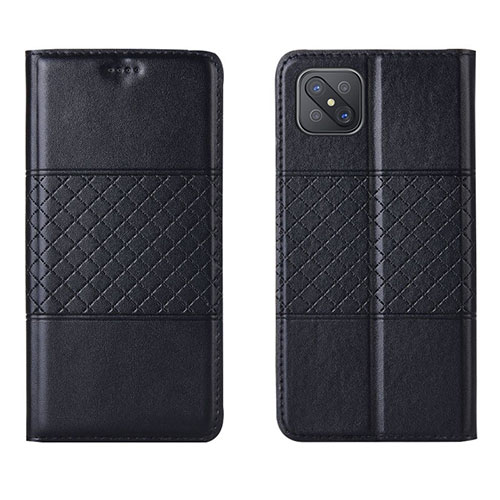 Leather Case Stands Flip Cover Holder for Oppo Reno4 Z 5G Black
