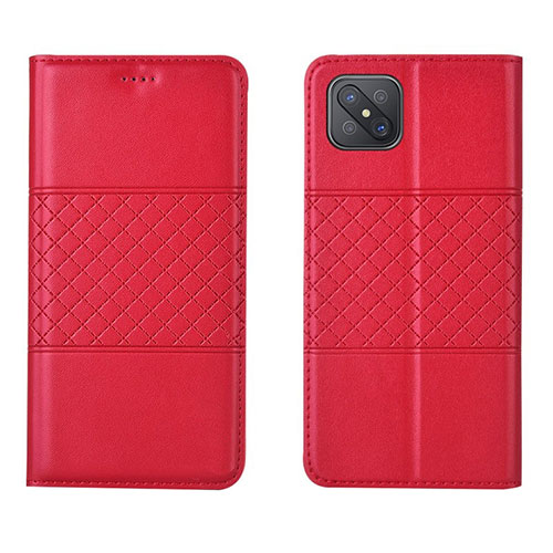 Leather Case Stands Flip Cover Holder for Oppo Reno4 Z 5G Red