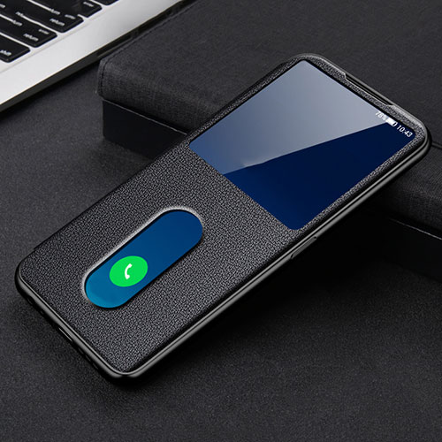 Leather Case Stands Flip Cover Holder for Oppo Reno5 5G Black