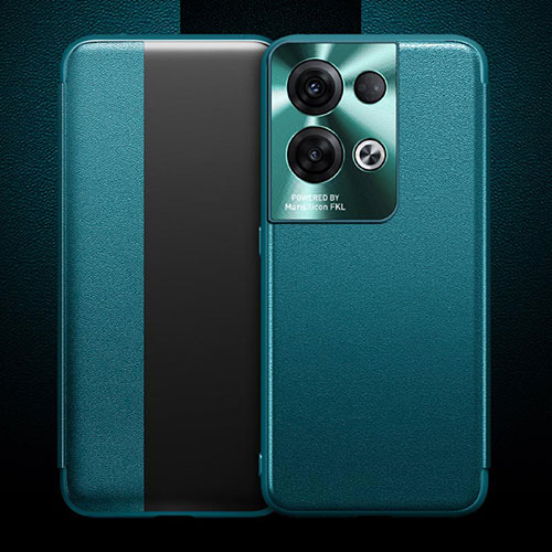 Leather Case Stands Flip Cover Holder for Oppo Reno8 Pro 5G Cyan