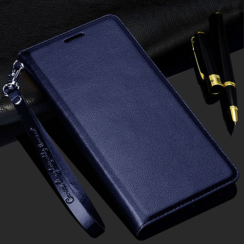 Leather Case Stands Flip Cover Holder for Realme C3 Blue