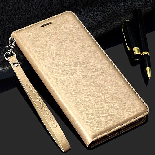 Leather Case Stands Flip Cover Holder for Realme C3 Gold