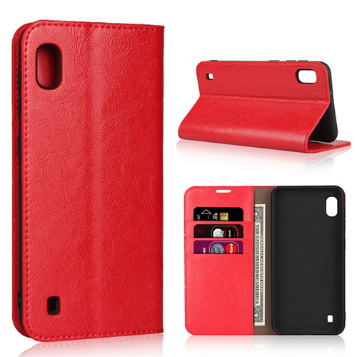 Leather Case Stands Flip Cover Holder for Samsung Galaxy A10 Red