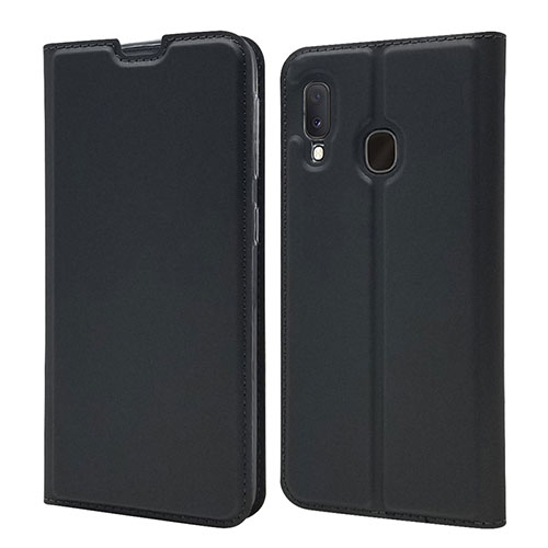 Leather Case Stands Flip Cover Holder for Samsung Galaxy A20e Black