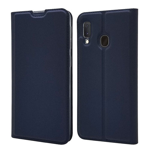Leather Case Stands Flip Cover Holder for Samsung Galaxy A20e Blue