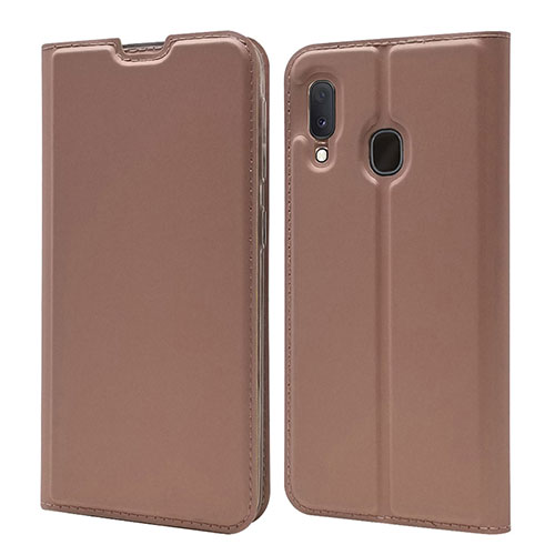 Leather Case Stands Flip Cover Holder for Samsung Galaxy A20e Rose Gold