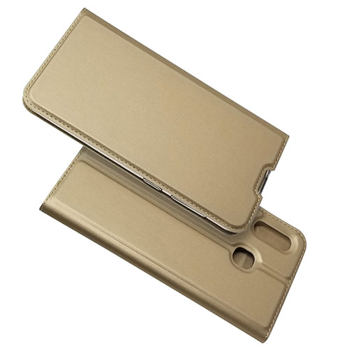 Leather Case Stands Flip Cover Holder for Samsung Galaxy A30 Gold