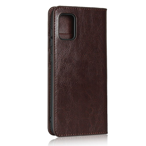 Leather Case Stands Flip Cover Holder for Samsung Galaxy A31 Brown