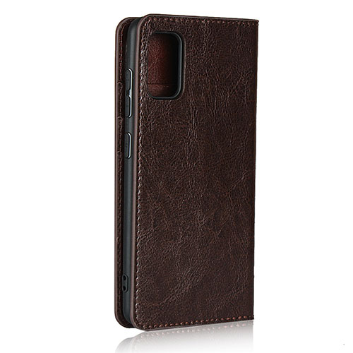 Leather Case Stands Flip Cover Holder for Samsung Galaxy A41 Brown