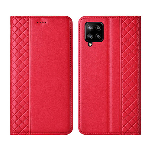 Leather Case Stands Flip Cover Holder for Samsung Galaxy A42 5G Red